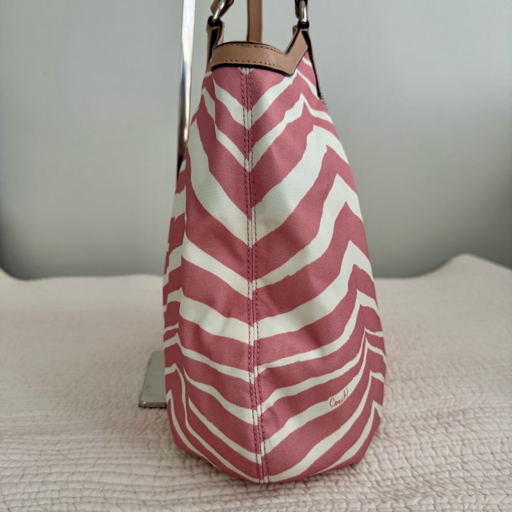 Coach Devin Signature Stripe Zebra Print Shoulder Bag F24022 - Picture 5 of 16